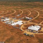 Aerial view of Somersault tents at Furioso Mad Max location